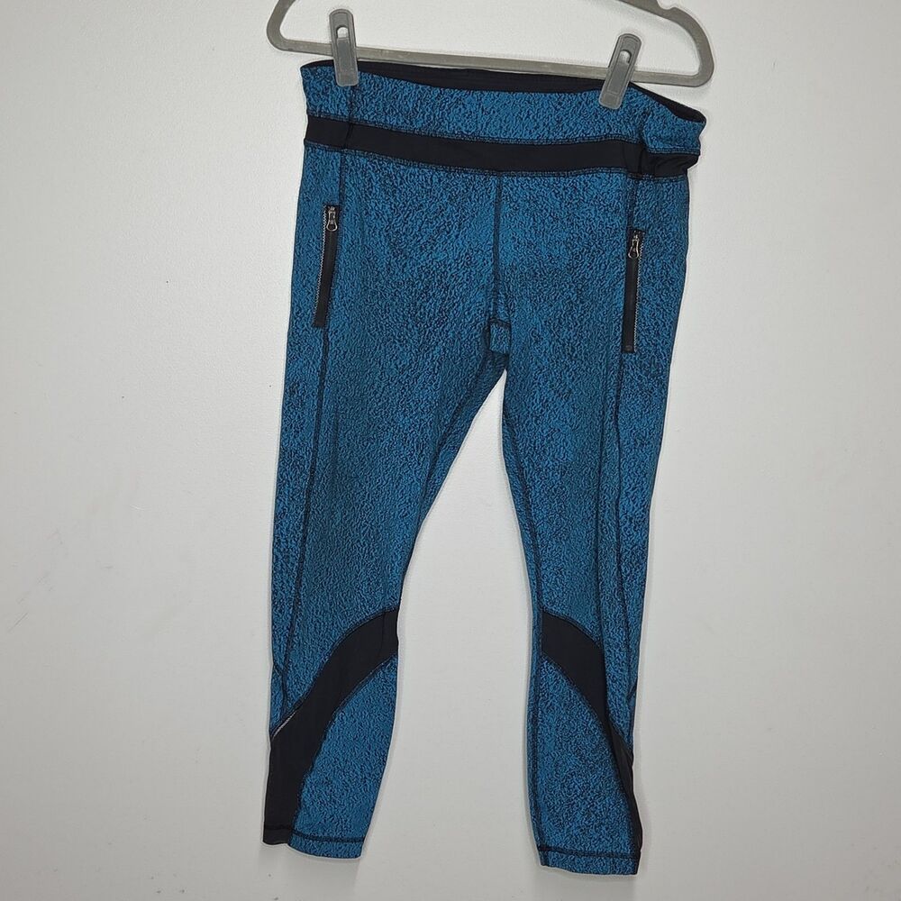 Lululemon Inspire Tight II Leggings Size 12 Spray Jacquard Shocking Blue Black